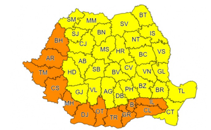 România, sub avertizare meteo de caniculă. Cod portocaliu în 12 județe, unde sunt așteptate temperaturi de peste 41 de grade