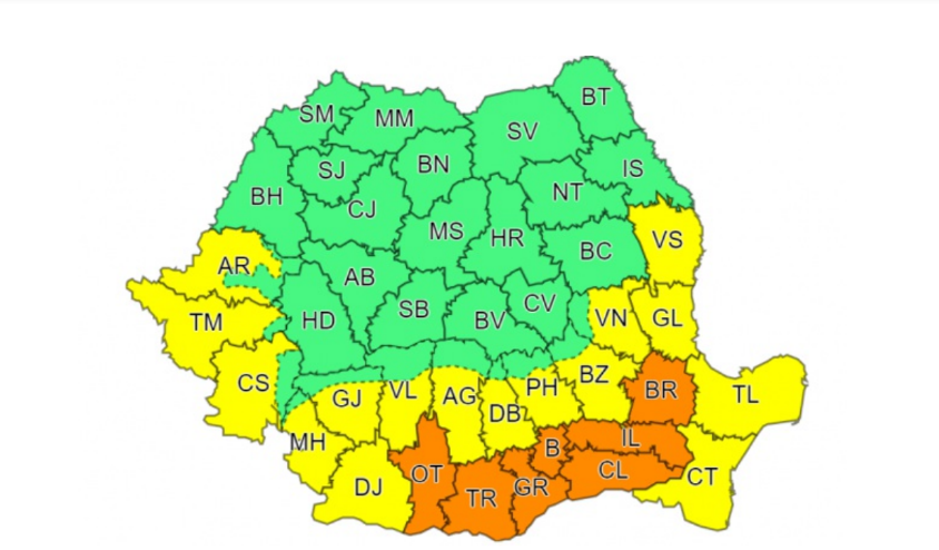 Alerte de caniculă în cea mai mare parte a țării. Zonele aflate sub cod portocaliu