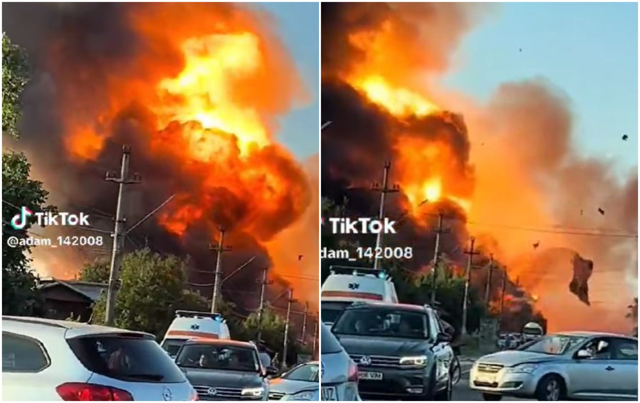 Momentul Exploziei De La Crevedia, Filmat De șoferi. Imagini Cu Incendiul Puternic De La Stația GPL | VIDEO