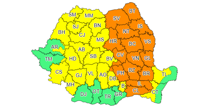 Aproape toată țara, sub cod portocaliu și galben de vijelii și grindină. Furtuni și la București