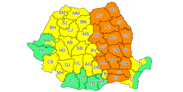 Noi alerte de vreme rea. Aproape toată țara, sub cod portocaliu și galben de vijelii și grindină. Furtuni și la București