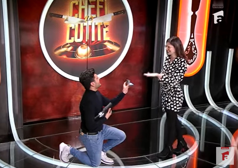 Cerere de căsătorie surpriză în emisiunea „Chefi la cuțite”: Jurații, complicii concurentului sau exprimat îndoieli: „Ești sigur că vrei să faci asta?” 5 cerere in casatorie chefi la cutite razvan minca 5