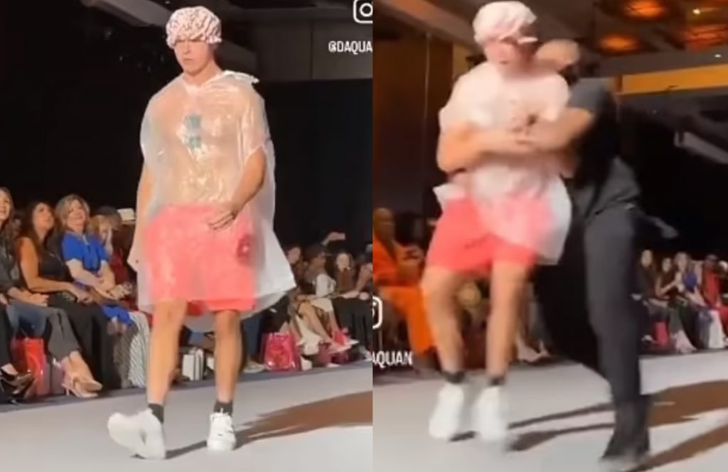 Un tânăr surprinzător a încântat publicul la New York Fashion Week defilând într-un sac de gunoi - o performanță care i-a indus în eroare pe toți! 5 defilare sac de gunoi 1