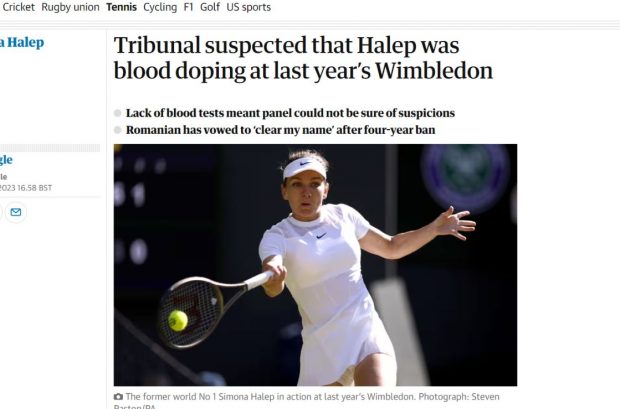 The Guardian: Halep, suspectă de dopaj și la Wimbledon. „Avea de 46 de ori mai mult roxadustat decât o femeie de înălțimea și greutatea ei”