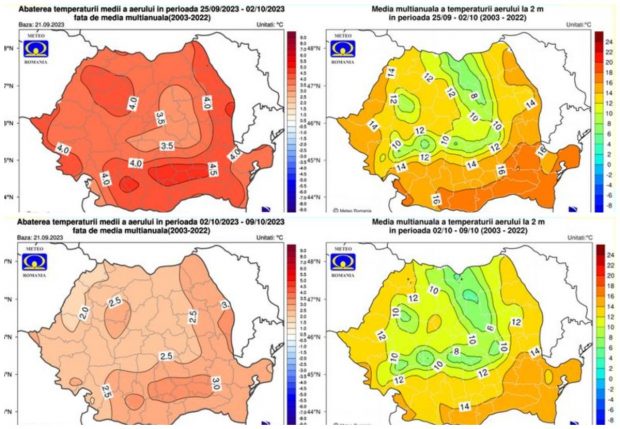 Temperaturi mai ridicate decât cele normale până spre sfârșitul lunii octombrie, anunță ANM. Când va ploua