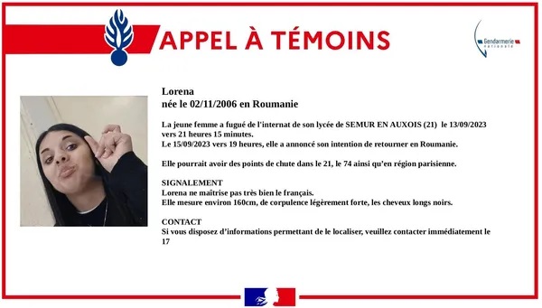 Adolescentă româncă dispărută de patru zile, după fuga de la internatul liceului în Franța: Ultimile informații 1 lorena