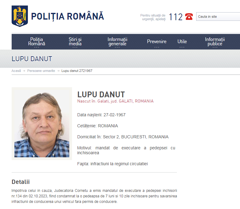 Dănuț Lupu, dat în urmărire după ce a fost condamnat definitiv la închisoare. „Mă întorc sâmbătă sau duminică”