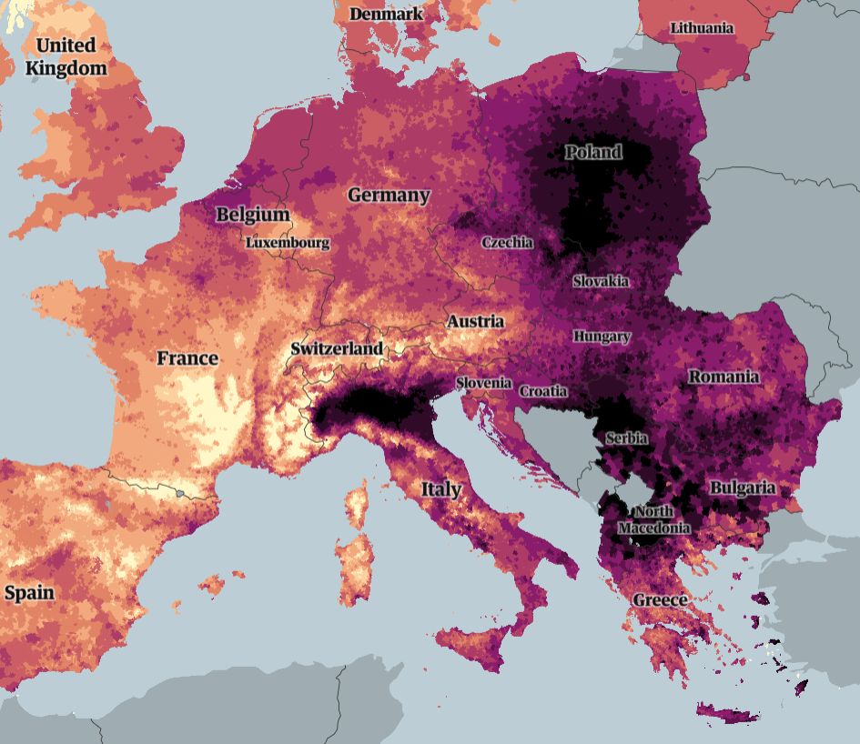 harta poluare europa the guardian