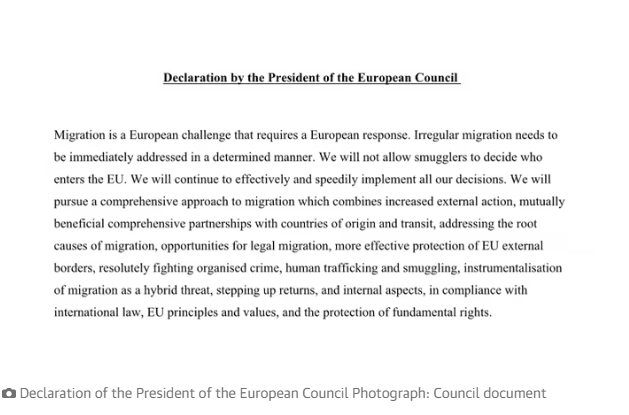 Declarația oficială de la Summitul UE din Spania a fost adoptată fără paragraful privind migrația, în urma opoziției Poloniei și Ungariei. Poziția separată a lui Charles Michel