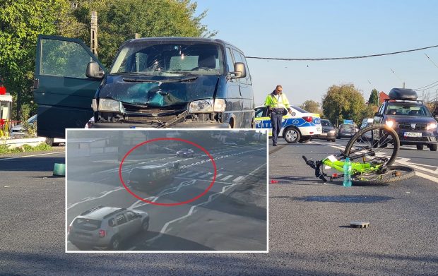 Un copil de 12 ani care traversa pe lângă bicicletă, lovit în plin pe trecerea de pietoni, la Șag, în Timiș. Accidentul a fost filmat