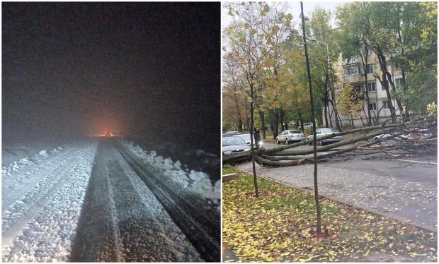 Peste 50 de localităţi din 16 judeţe, afectate de vremea rea. Copaci și stâlpi doborâți de vânt și drumuri afectate de zăpadă