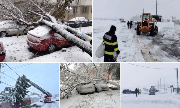 Viscolul și ninsorile au provocat haos în mai multe județe din țară. Zeci de drumuri închise și sute de localități fără curent