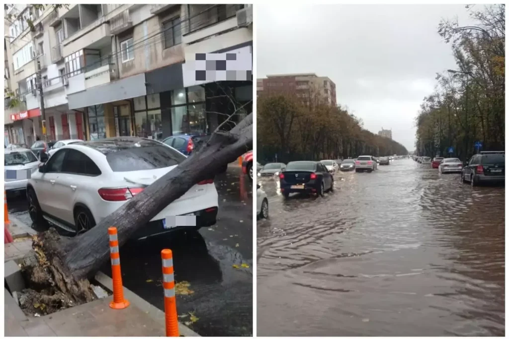 Primele efecte ale vremii rele în țară. Drumuri blocate de inundații și zăpezi, copaci doborâți de vânt. Cod roșu de vijelii în Constanța, reactorul 1 de la CEN Cernavodă, decuplat din cauza vântului
