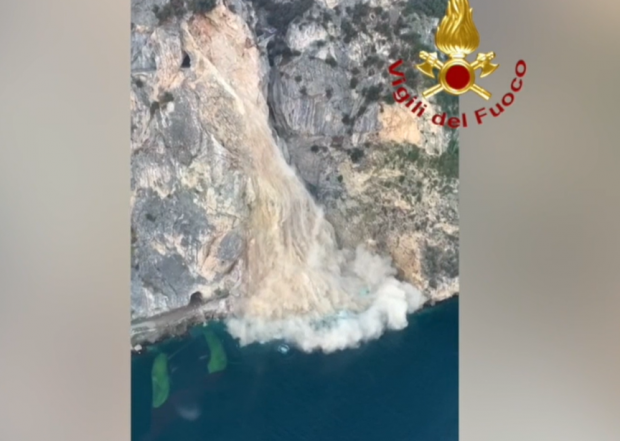 Alunecări masive de teren la lacul Garda. O surpare a fost surprinsă dintr-un elicopter – VIDEO
