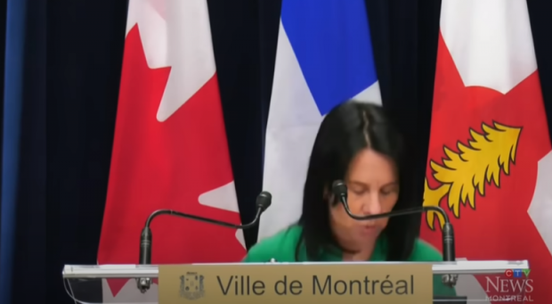 Momentul în care primărița din Montreal cade din picioare, în timpul unei conferințe de presă: „Sperăm să-ți revii rapid în formă”