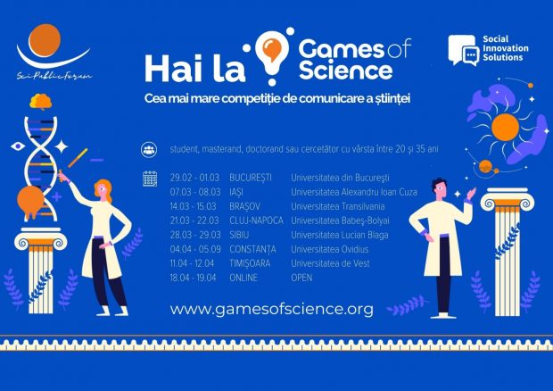 Începe a treia ediție Games of Science, competiția de comunicare în știință. Studenții și tinerii cercetători din București se pot înscrie până în 27 februarie