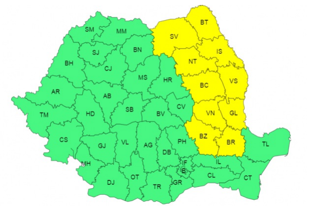Ploi și ninsori în mare parte din țară. Meteorologii au emis noi avertizări meteo cod portocaliu și cod galben - HARTĂ