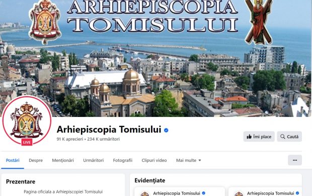 Pagina de Facebook a Arhiepiscopiei Tomisului, atacată: Contul nu mai este administrat de reprezentanţii instituţiei