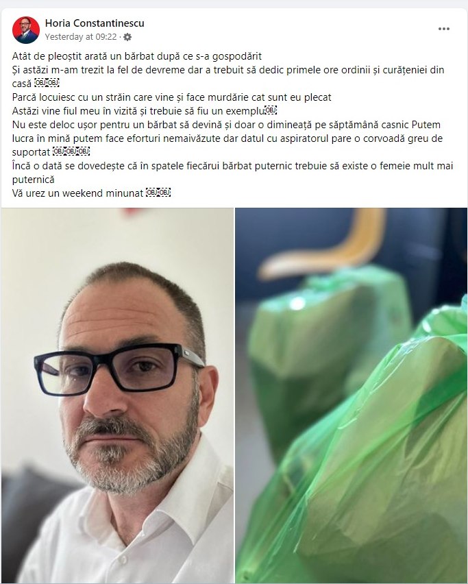 horia constantinescu se plange greu dea aspiratorul nu e usor pentru barbat