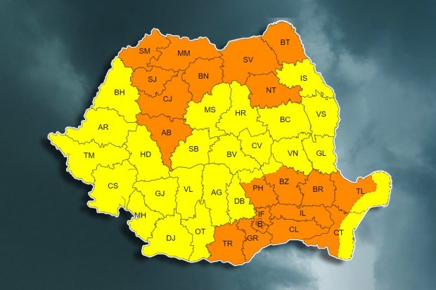 Toată țara, sub alertă meteo. Avertizări cod portocaliu și cod galben, rafale de vânt de peste 120 km/h