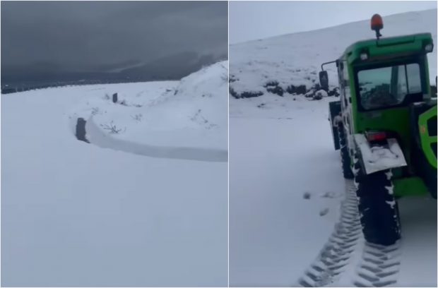 A nins pe Transalpina: strat de zăpadă de patru centimetri și gheață pe șosea. Avertisment pentru șoferi. VIDEO