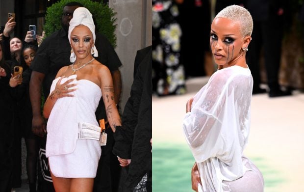 Doja Cat a apărut îmbrăcată într-o rochie udă la Met Gala 2024. De la hotelul unde a fost cazată a plecat acoperită cu un prosop