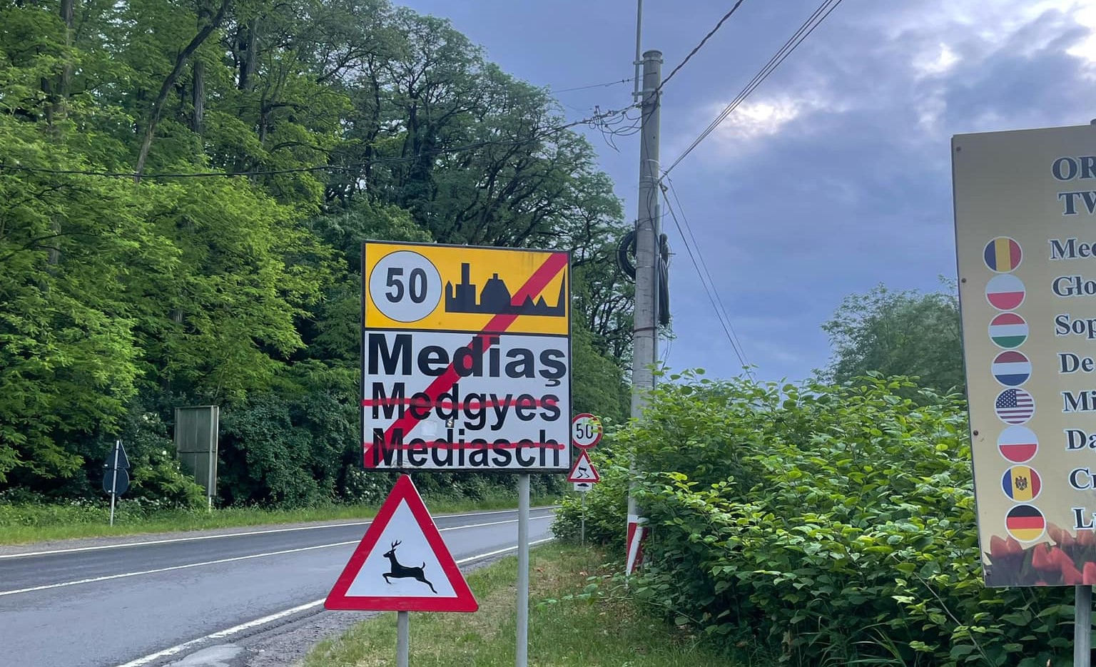 Plăcuțele de la intrarea în Mediaș, vandalizate cu vopsea roșie Plăcuțele de la intrarea în Mediaș, vandalizate cu vopsea roșie