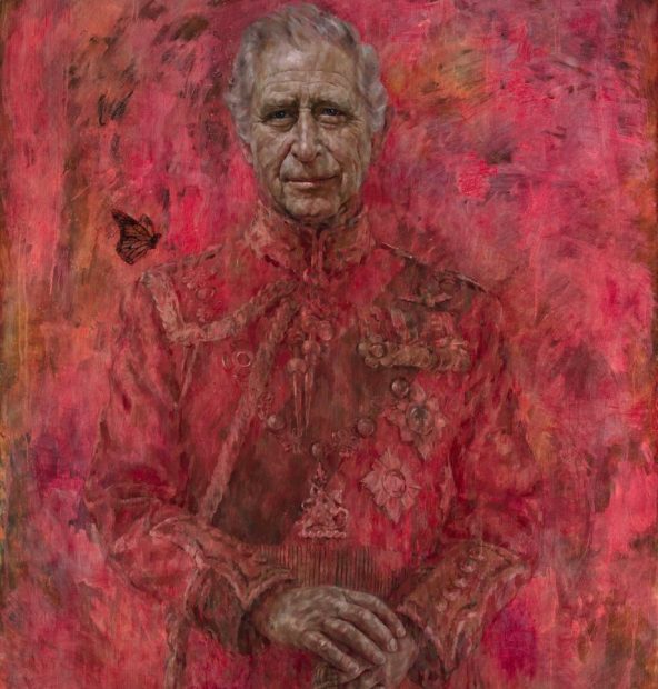 A fost dezvelit primul portret oficial pictat al regelui Charles al III-lea. De ce are un fluture pe umăr | VIDEO