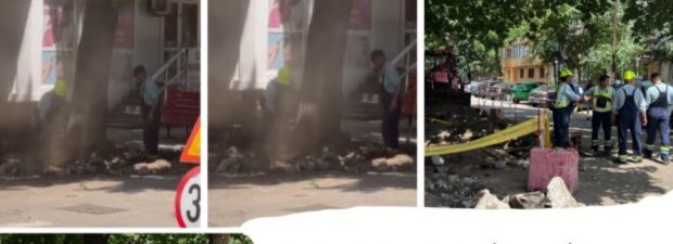 Muncitorii care pun borduri în Alexandria au spart de două ori în două zile o ţeavă de gaze. Reacţia Poliţiei