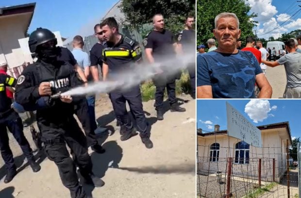 REPORTAJ Lacrimogene de campanie în Mihăilești, Giurgiu: polițiști înarmați și jandarmi au venit să oprească un protest față de primar