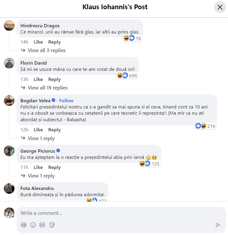 comentarii postare klaus iohannis