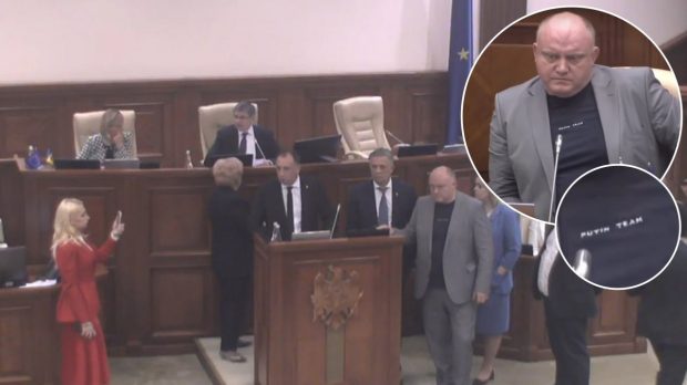 Un deputat moldovean a venit la ședința Parlamentului de la Chișinău într-un tricou cu mesajul „Putin Team”
