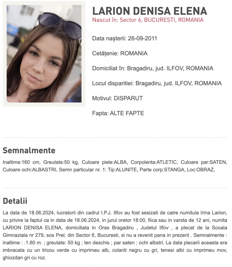 Dispariția unei fete de 12 ani din Bragadiru: Polițiștii au lansat o amplă căutare 1 screenshot 2024 06 19 at 11 42 24