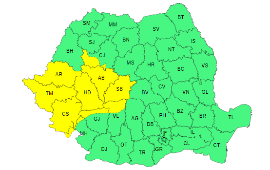 Noi alerte de vreme rea: Vijelii în mai multe județe din vest, canicula persistă în sud. Temperaturi de foc la București