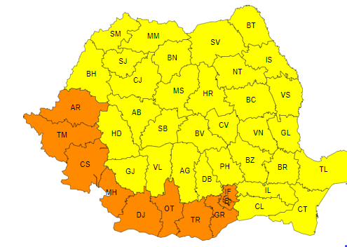 Toată țara, sub cod portocaliu și galben de caniculă, până miercuri. Temperaturile ajung la aproape 40 de grade