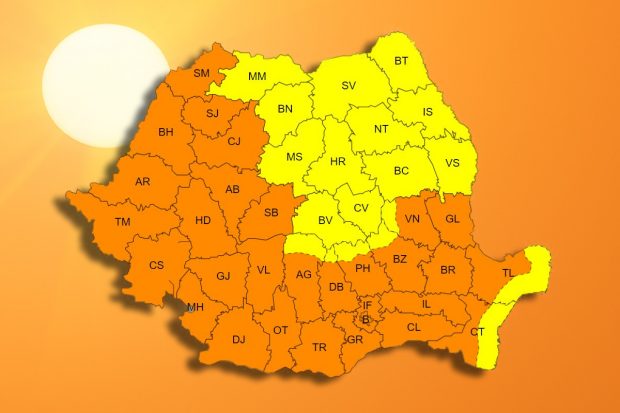 Val de căldură peste România. Cod portocaliu de caniculă în majoritatea regiunilor