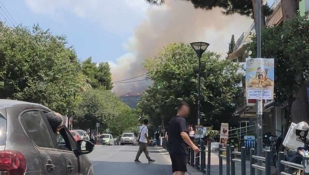 Incendiu devastator în pădurea din Glyka Nera, aproape de Atena 3 Imagine incendiu Glyka Nera
