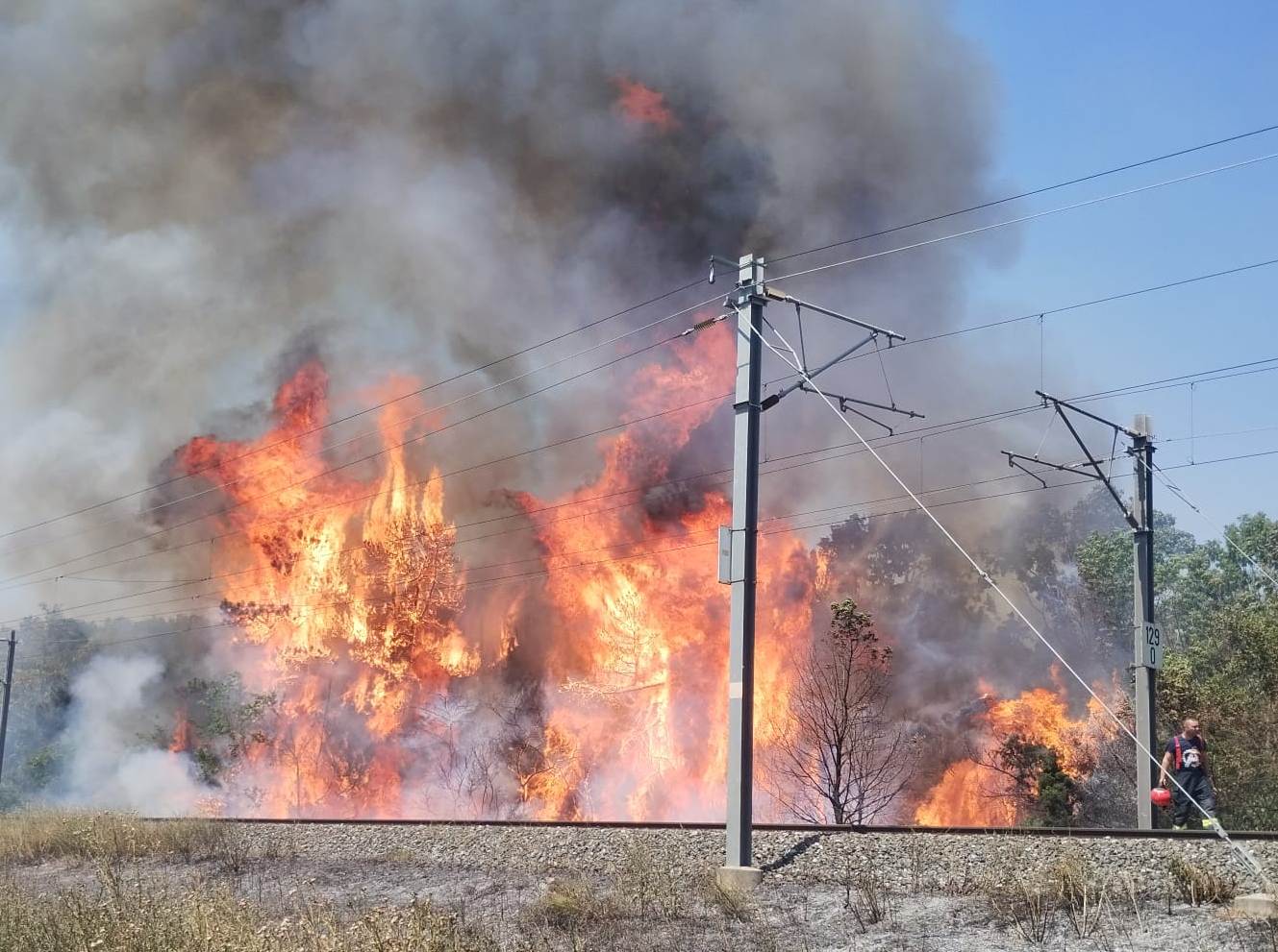 Cinci trenuri cu pasageri oprite din cauza unui incendiu între Dunărea și Cernavodă Pod Cinci trenuri cu pasageri oprite din cauza unui incendiu între Dunărea și Cernavodă Pod