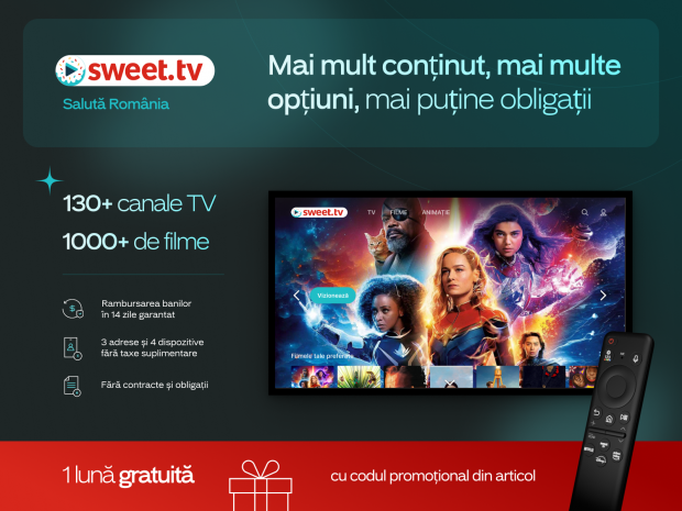 Ești gata să te uiți la televizor cu SWEET.TV? Ai 30 de zile acces gratuit la platforma de ultimă generație