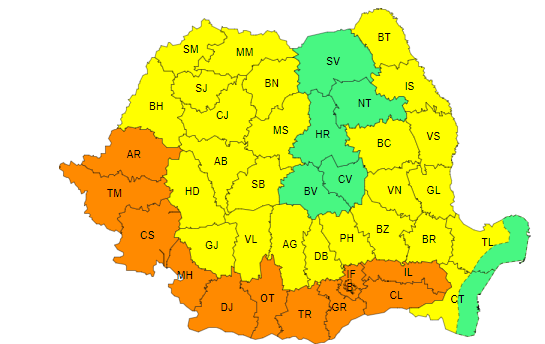 Valul de căldură se prelungește. Alerte cod portocaliu și galben de caniculă pentru aproape toată țara. Când vin ploile