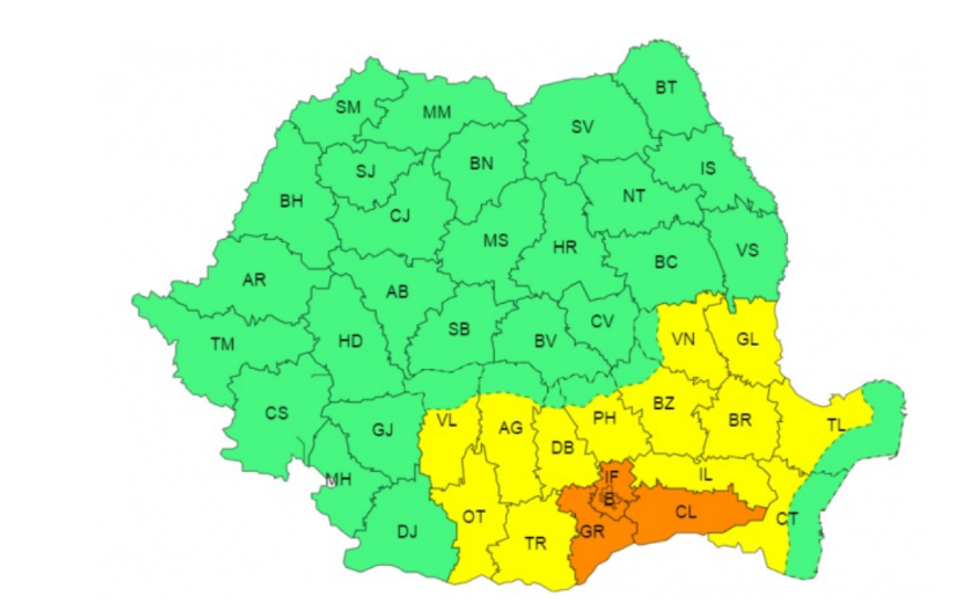 România, împărțită între vijelii și caniculă. Ploi și grindină în 11 județe, căldura persistă în aproape toată țara