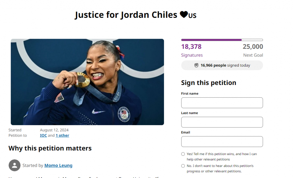 „Dreptate pentru Jordan”. Petiție prin care americanii cer medalia pe care Chiles a pierdut-o în fața Anei Maria Bărbosu