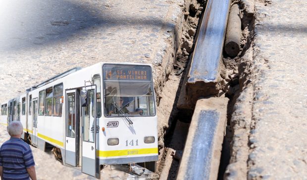 Dezastrul șinelor de tramvai din București: „Două cauciucuri am făcut praf. Cine-mi dă banii pe ele?”
