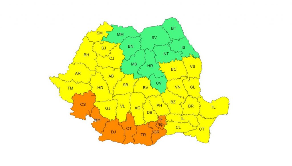 Valul de caniculă se extinde în aproape toată România. Maxime de până la 39 de grade. Harta zonelor aflate sub avertizări meteo 2 harta cod galben portocaliu canicula