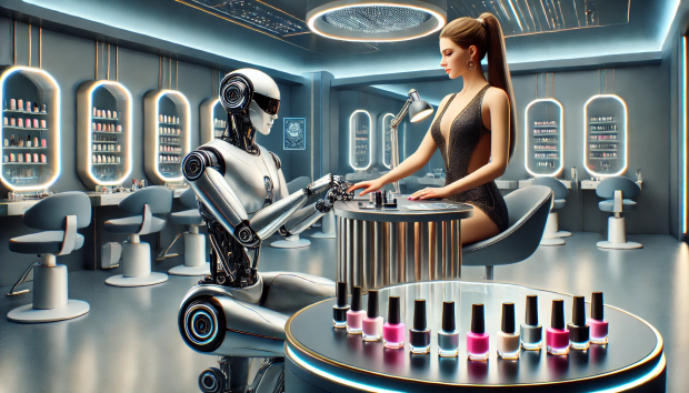 Cum va Arăta un Salon de Manichiură cu Roboți în Viitor ? Roboți care aplică  ojă semipermanentă.