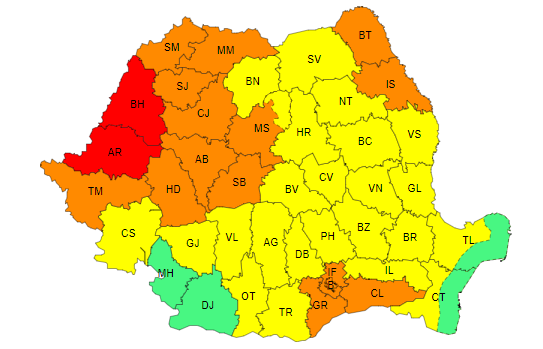 Aproape toată țara, sub alerte de caniculă până mâine. Zonele unde temperaturile ajung la 38°C