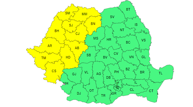 România, împărțită între vijelii și caniculă. Ploi și grindină în 11 județe, căldura persistă în aproape toată țara