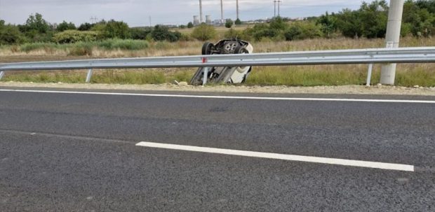 Primul accident pe Centura sud Timișoara, șosea deschisă circulației pe 10 septembrie. O mașină a zburat în șanț