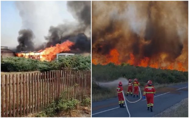 Incendiu uriaș de vegetație în Maramureș. Flăcările au ajuns în zona locuințelor. A fost emis mesaj RO-Alert