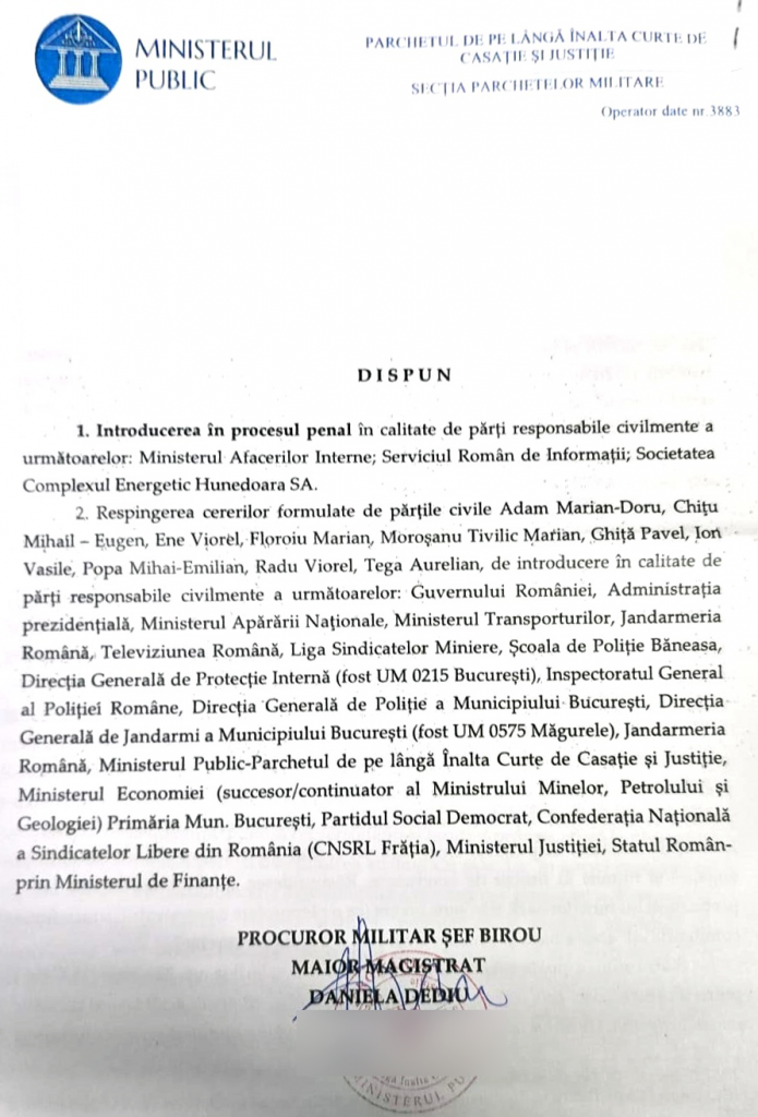 De ce nu va răspunde statul român în solidar cu Ion Iliescu și oamenii lui pentru Mineriada din 13-15 iunie 1990. Doar SRI și MAI ar putea fi bune de plată, la finalul procesului